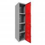 Locker metálico dual grande - 4 puertas rojo